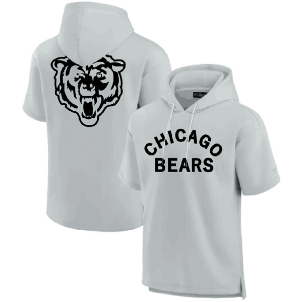 Men's Chicago Bears Gray Super Soft Fleece Short Sleeve Hoodie